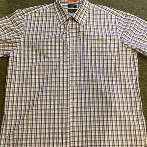 XL -Light blue/dark blue black -white plaid $19